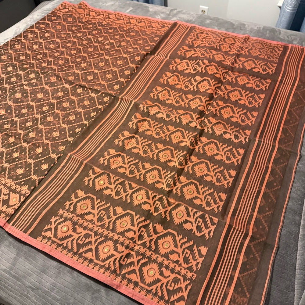 Brown Dhakai Jamdani Saree